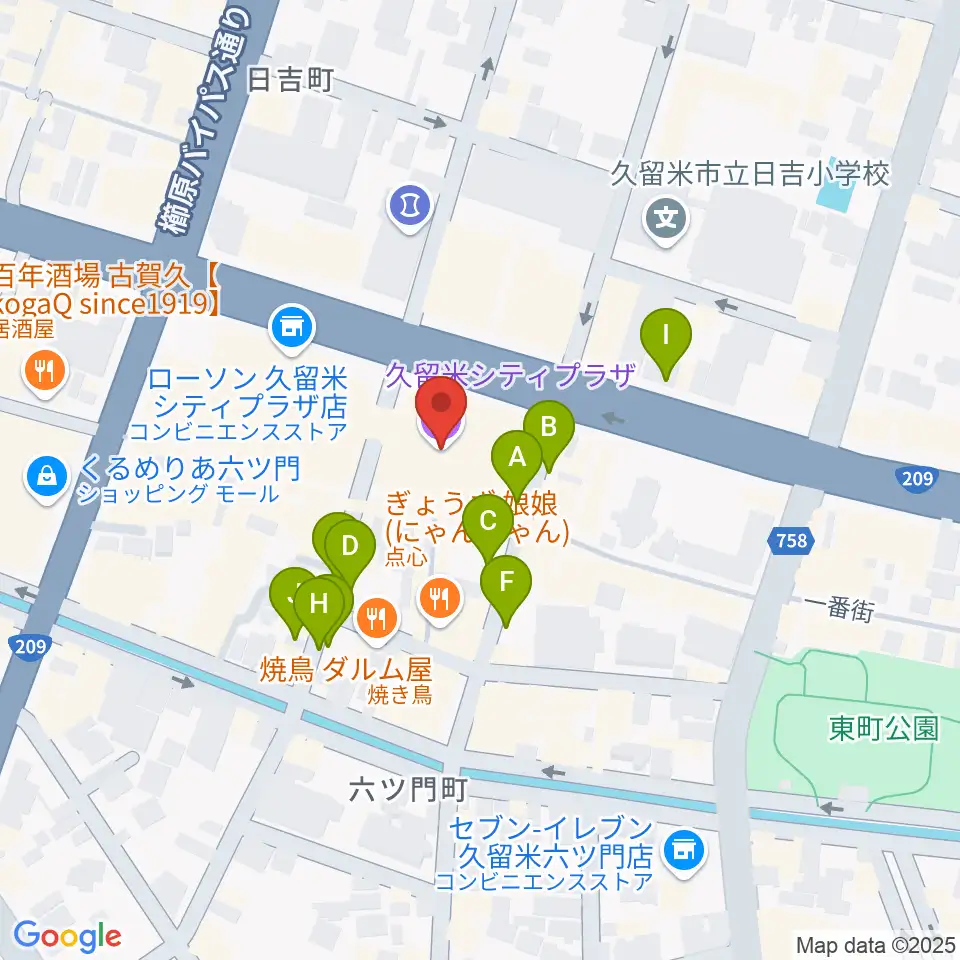 久留米シティプラザ周辺の駐車場・コインパーキング一覧地図