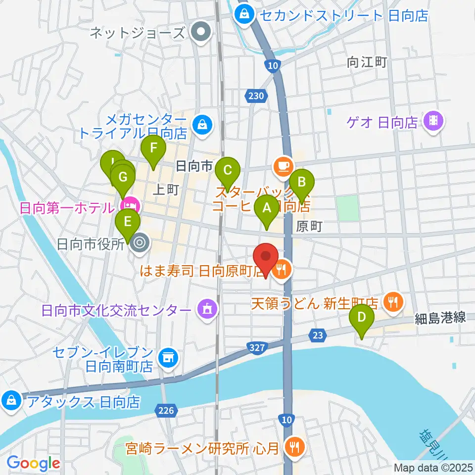 FMひゅうが周辺の駐車場・コインパーキング一覧地図