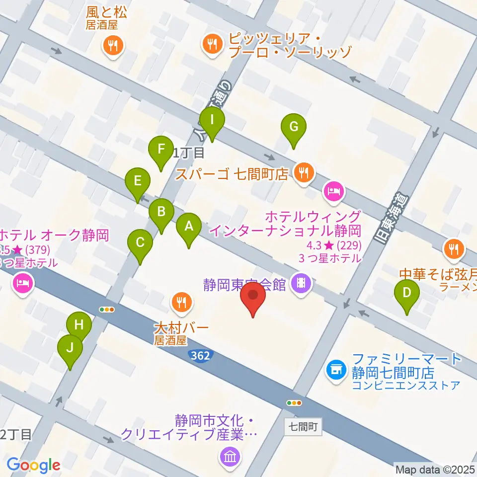 MIRAIEリアン コミュニティホール七間町周辺の駐車場・コインパーキング一覧地図