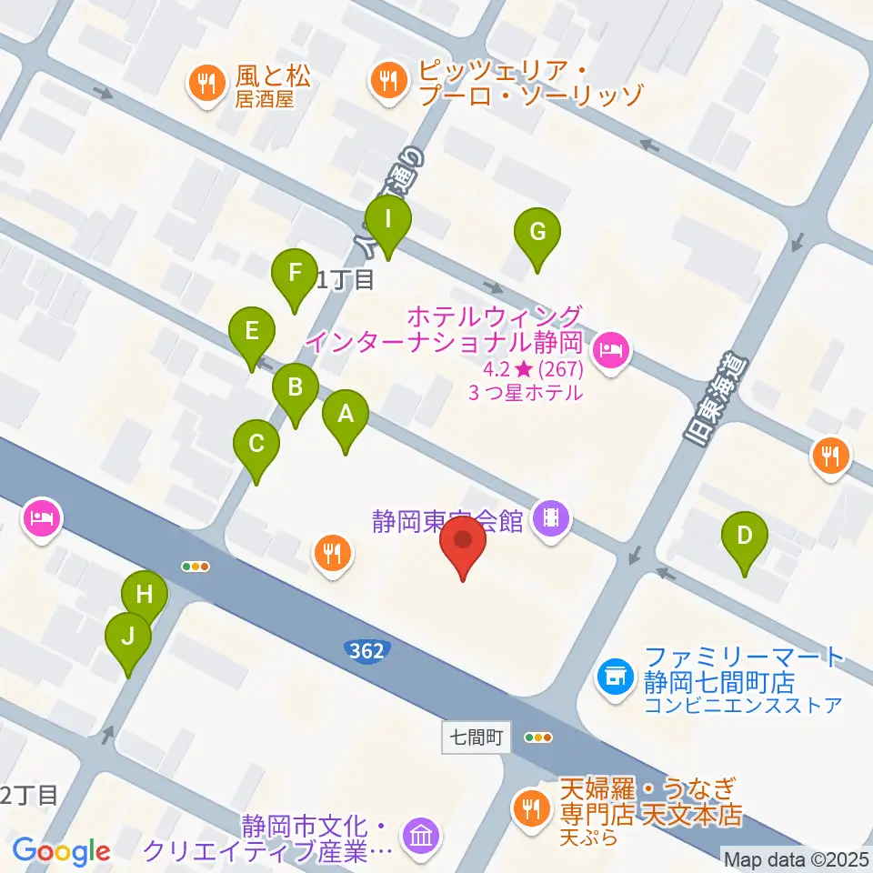 MIRAIEリアン コミュニティホール七間町周辺の駐車場・コインパーキング一覧地図