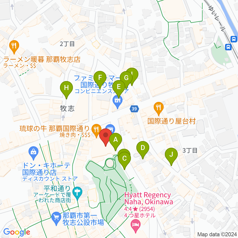 てんぶす那覇周辺の駐車場・コインパーキング一覧地図