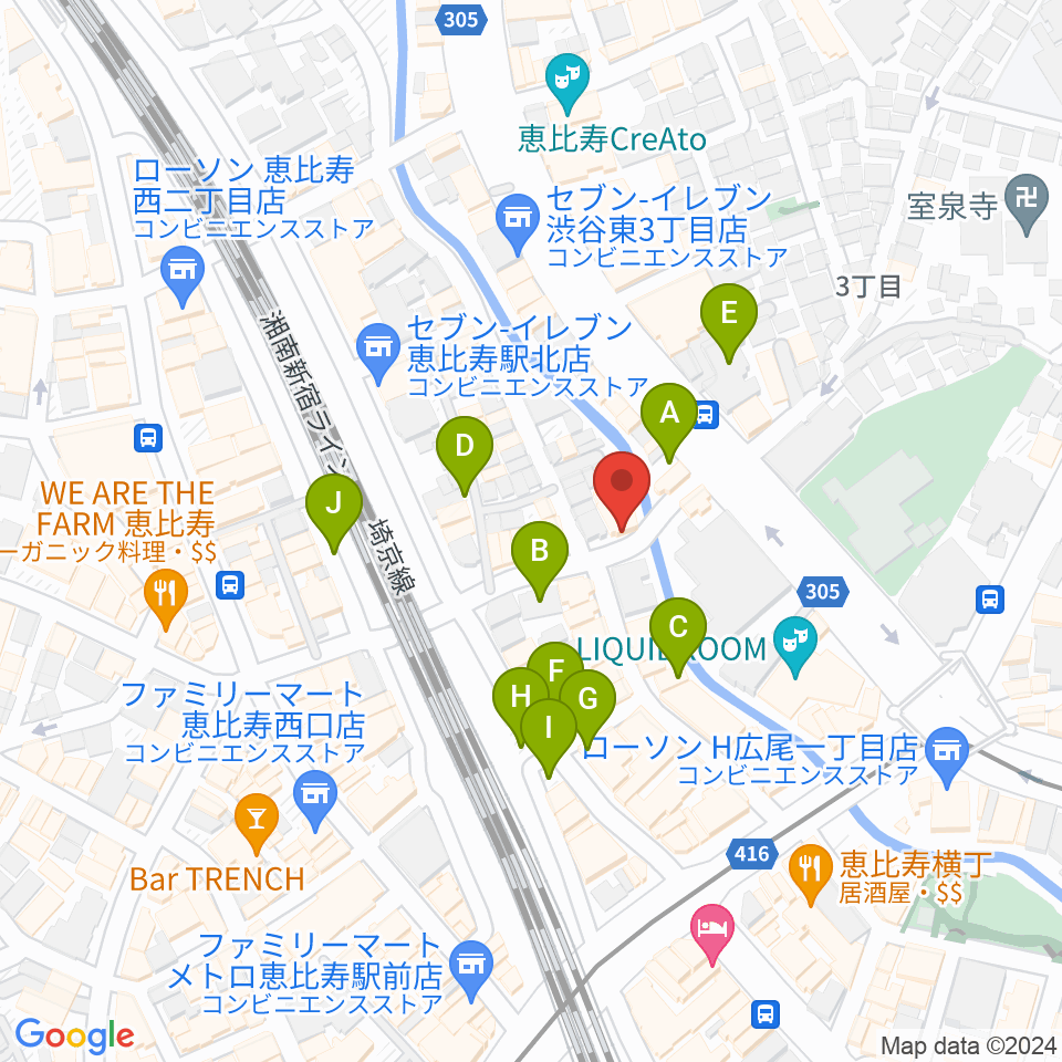 恵比寿スタジオ・エコー周辺の駐車場・コインパーキング一覧地図