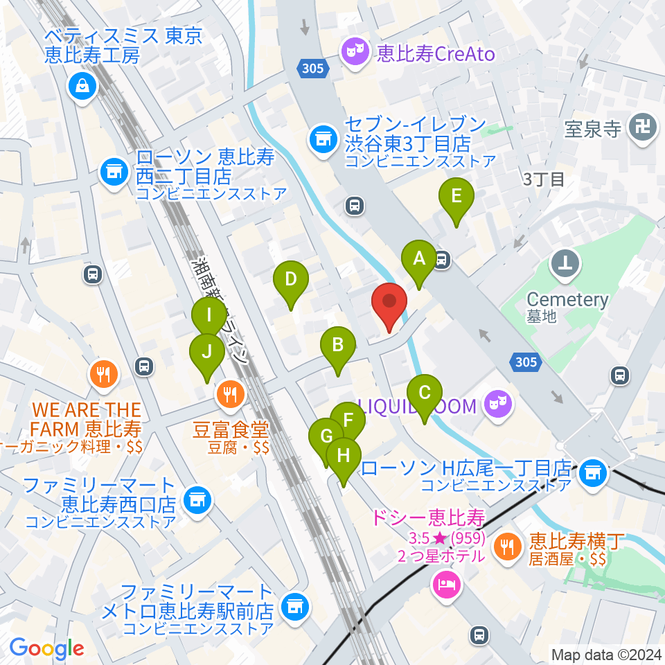 恵比寿スタジオ・エコー周辺の駐車場・コインパーキング一覧地図