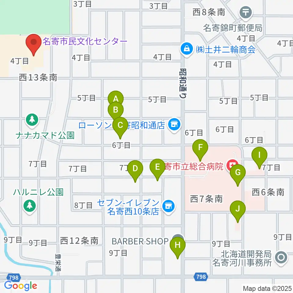 名寄市民文化センター周辺の駐車場・コインパーキング一覧地図
