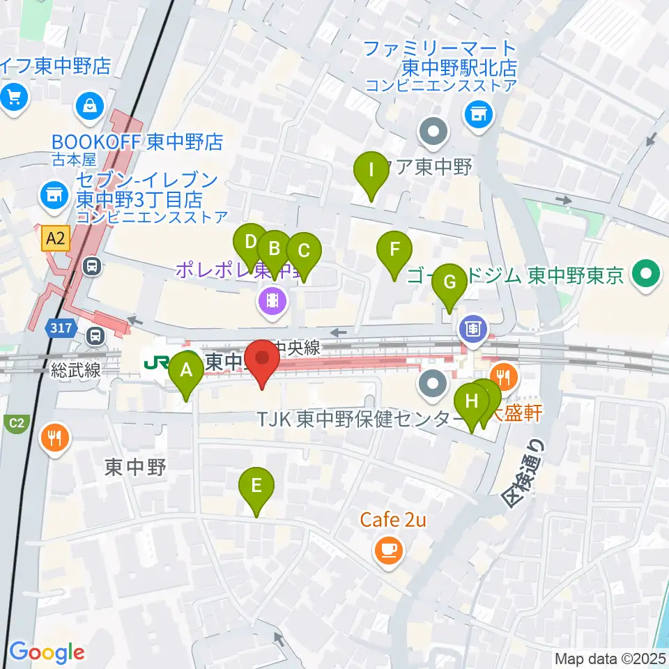 東中野music shed YES!周辺の駐車場・コインパーキング一覧地図