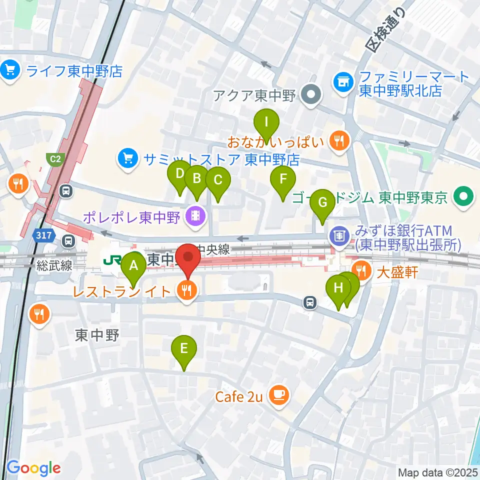 東中野music shed YES!周辺の駐車場・コインパーキング一覧地図