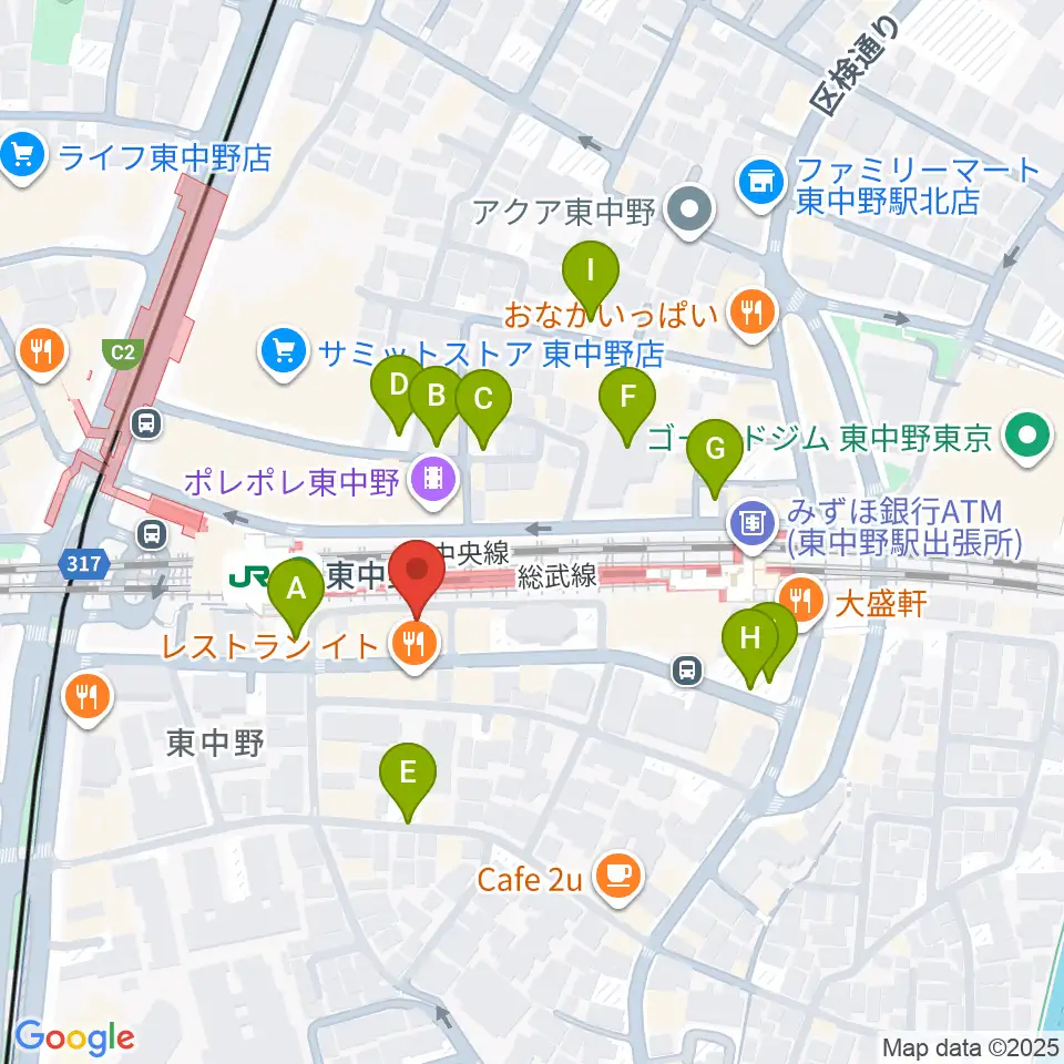 東中野music shed YES!周辺の駐車場・コインパーキング一覧地図