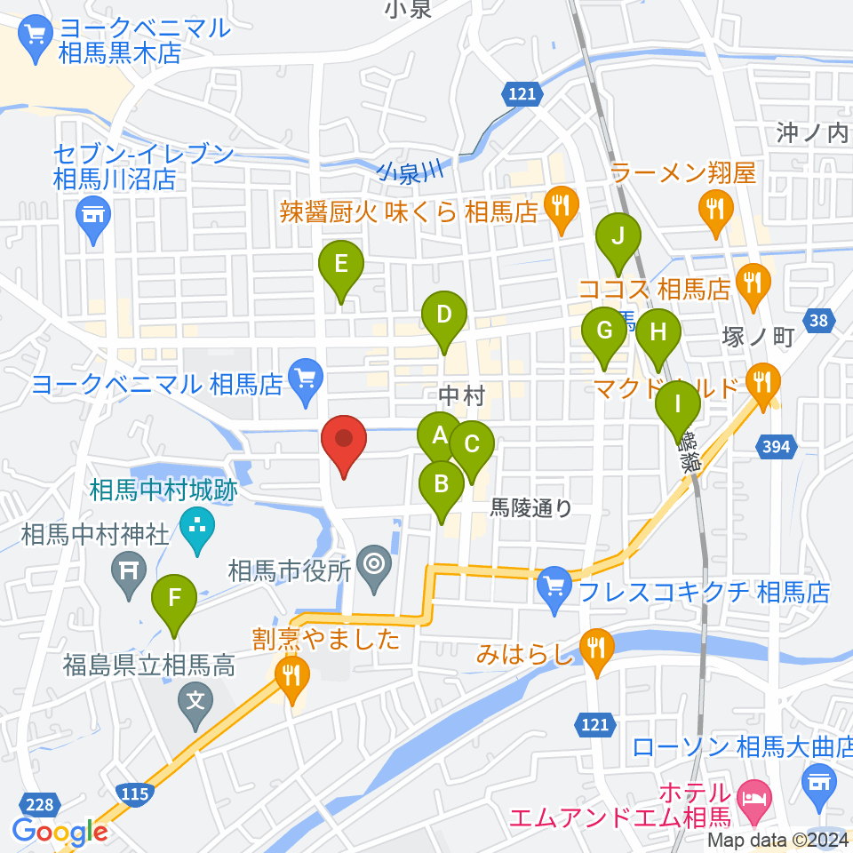 相馬市民会館周辺の駐車場・コインパーキング一覧地図