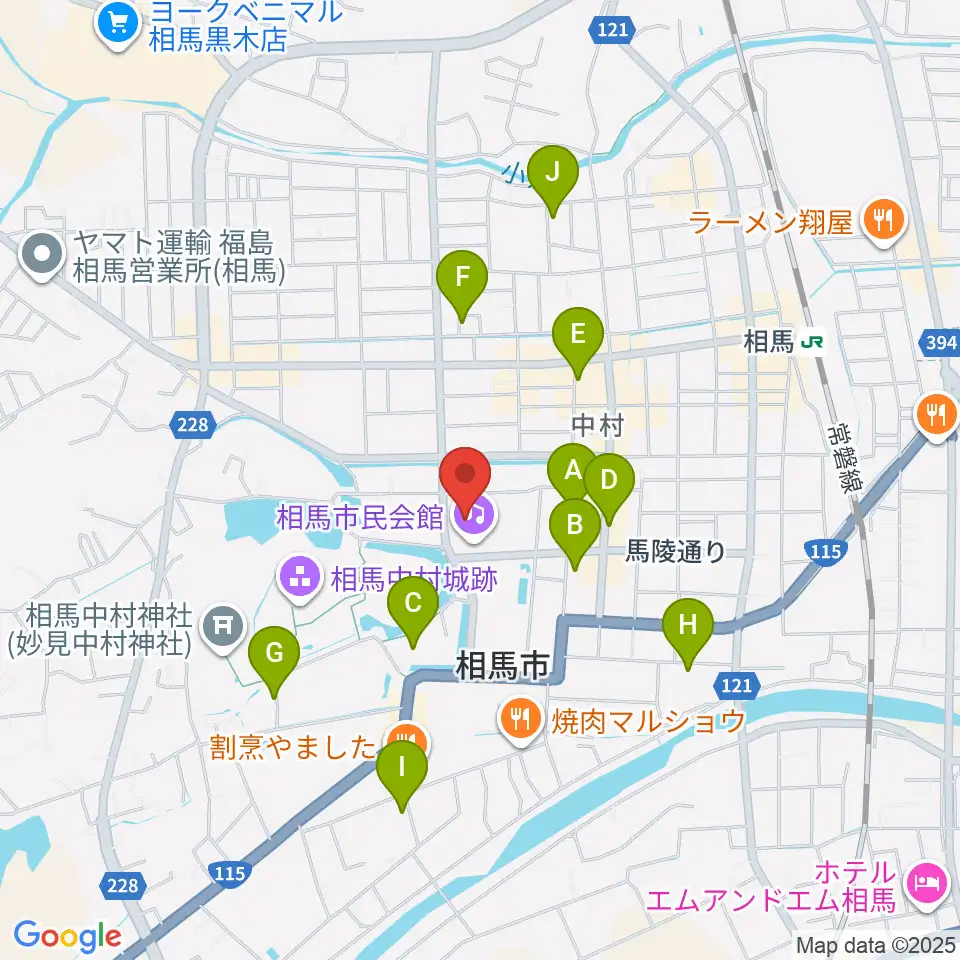 相馬市民会館周辺の駐車場・コインパーキング一覧地図