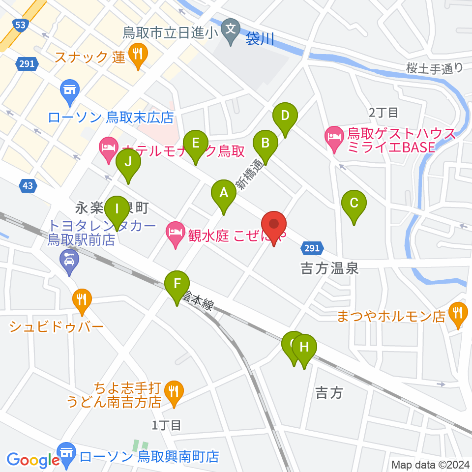 鳥取市文化ホール周辺の駐車場・コインパーキング一覧地図