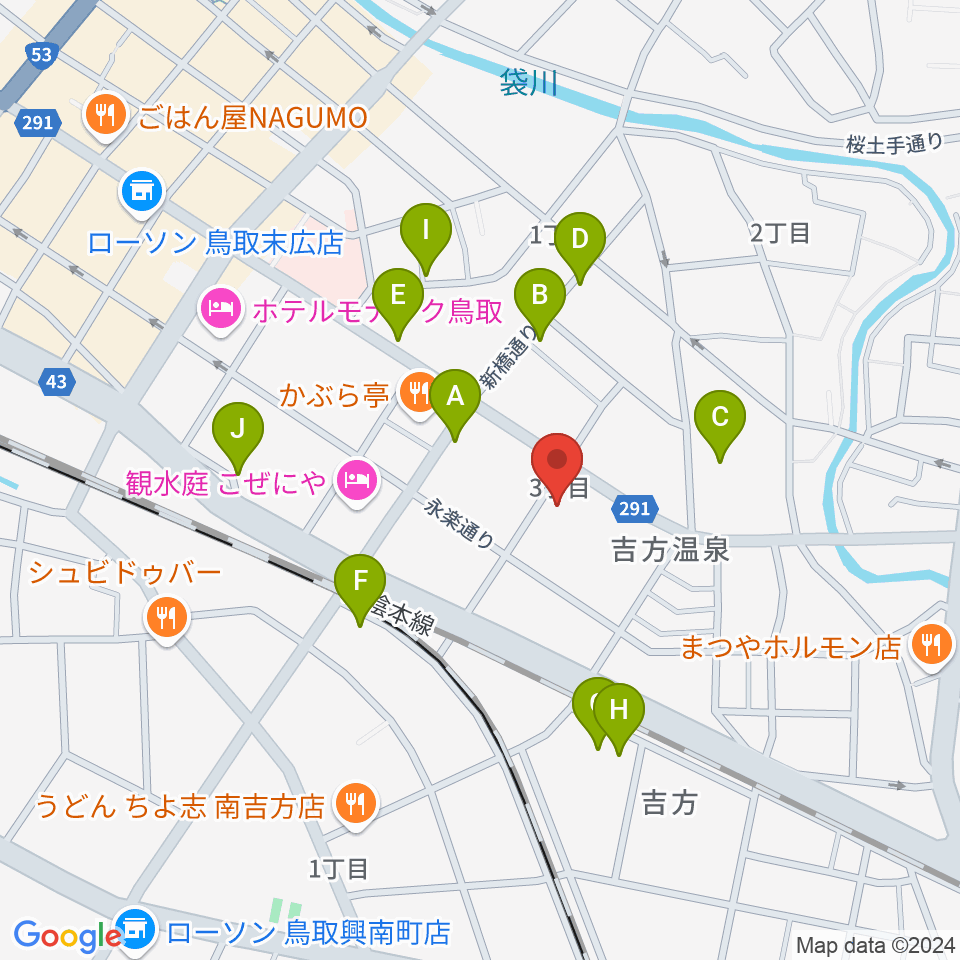 鳥取市文化ホール周辺の駐車場・コインパーキング一覧地図