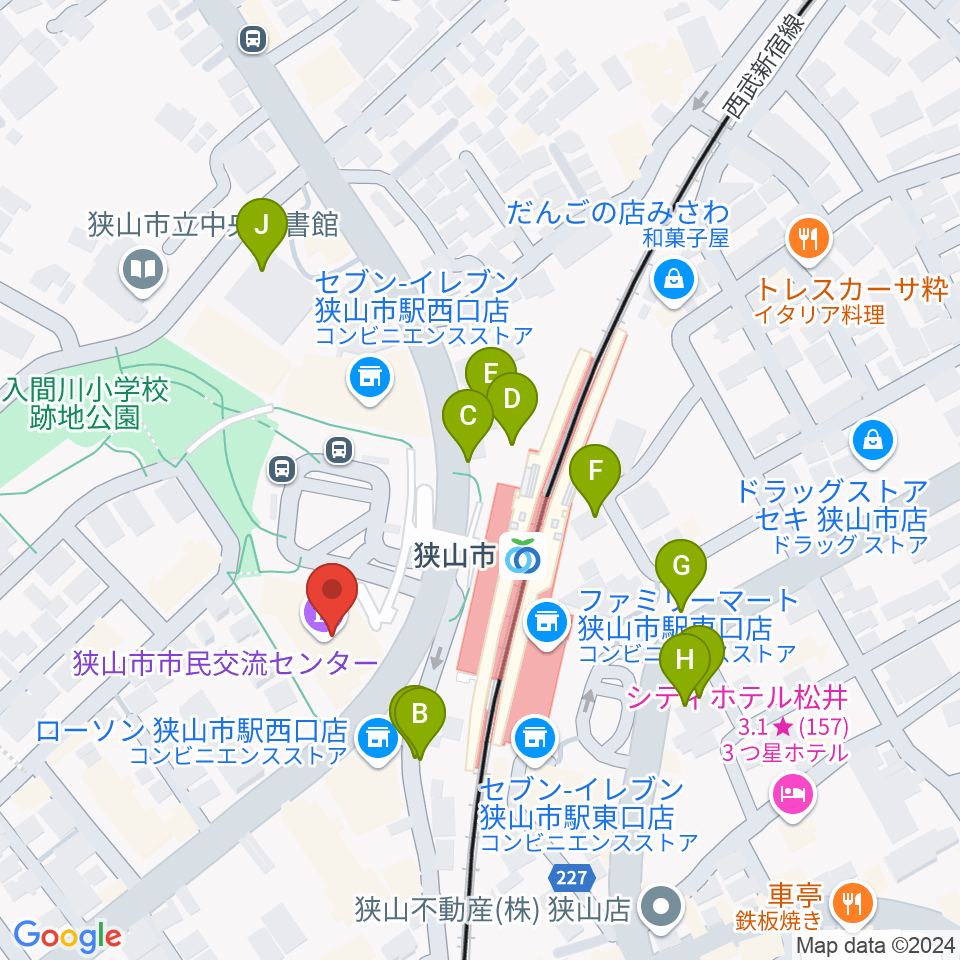 狭山市市民交流センター周辺の駐車場・コインパーキング一覧地図