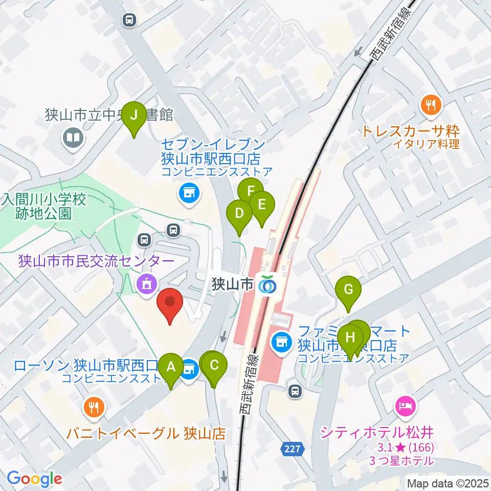 狭山市市民交流センター周辺の駐車場・コインパーキング一覧地図