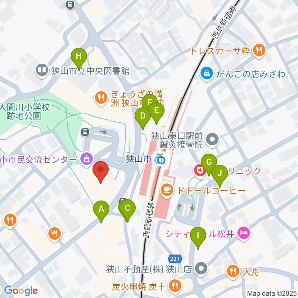 狭山市市民交流センター周辺の駐車場・コインパーキング一覧地図