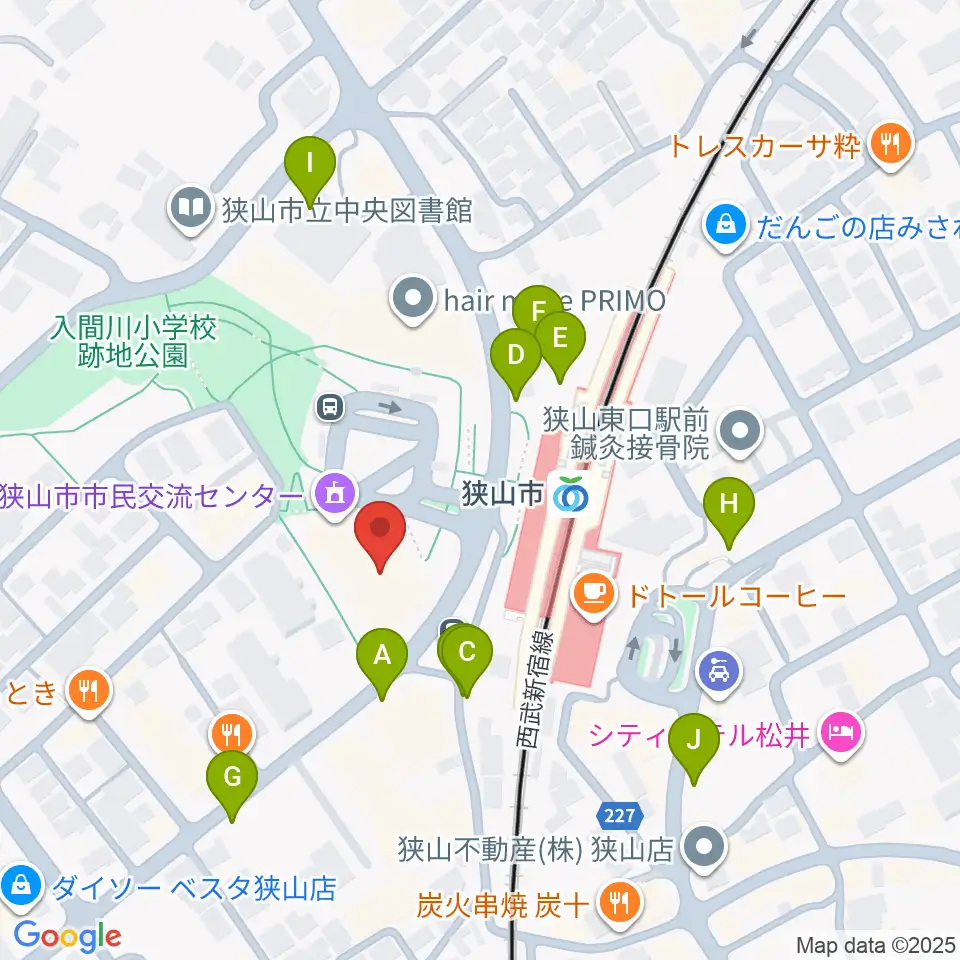 狭山市市民交流センター周辺の駐車場・コインパーキング一覧地図