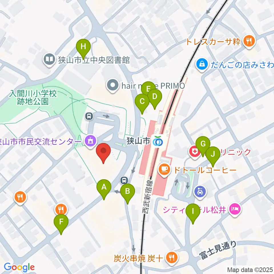 狭山市市民交流センター周辺の駐車場・コインパーキング一覧地図