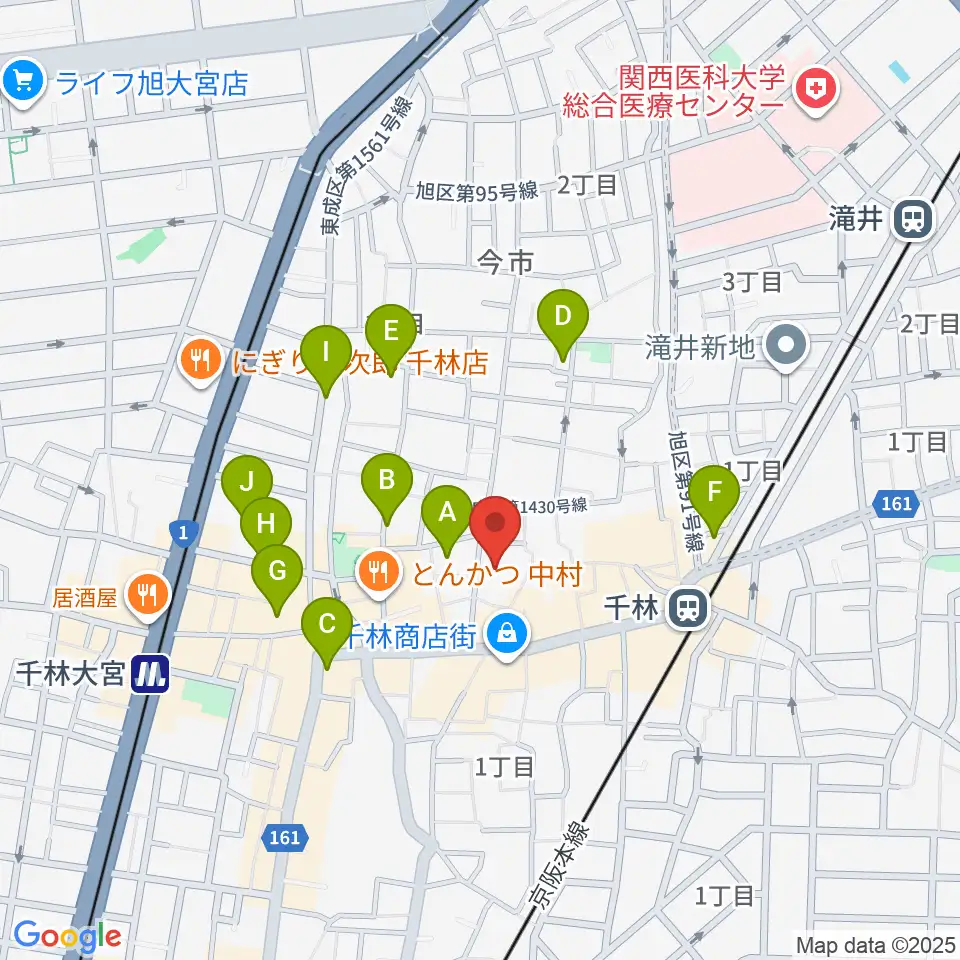 千林くらしエール館 フェニックスホール周辺の駐車場・コインパーキング一覧地図