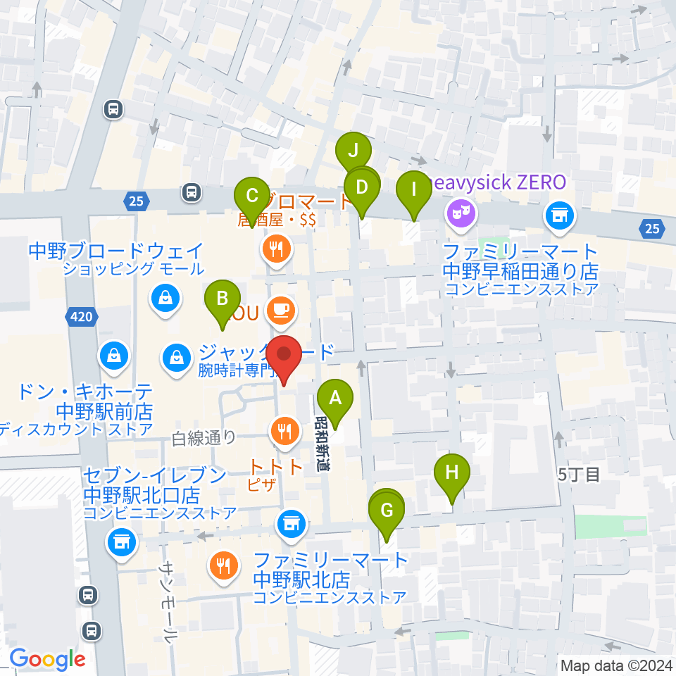 中野JET BAR周辺の駐車場・コインパーキング一覧地図