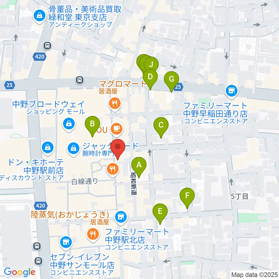 中野JET BAR周辺の駐車場・コインパーキング一覧地図
