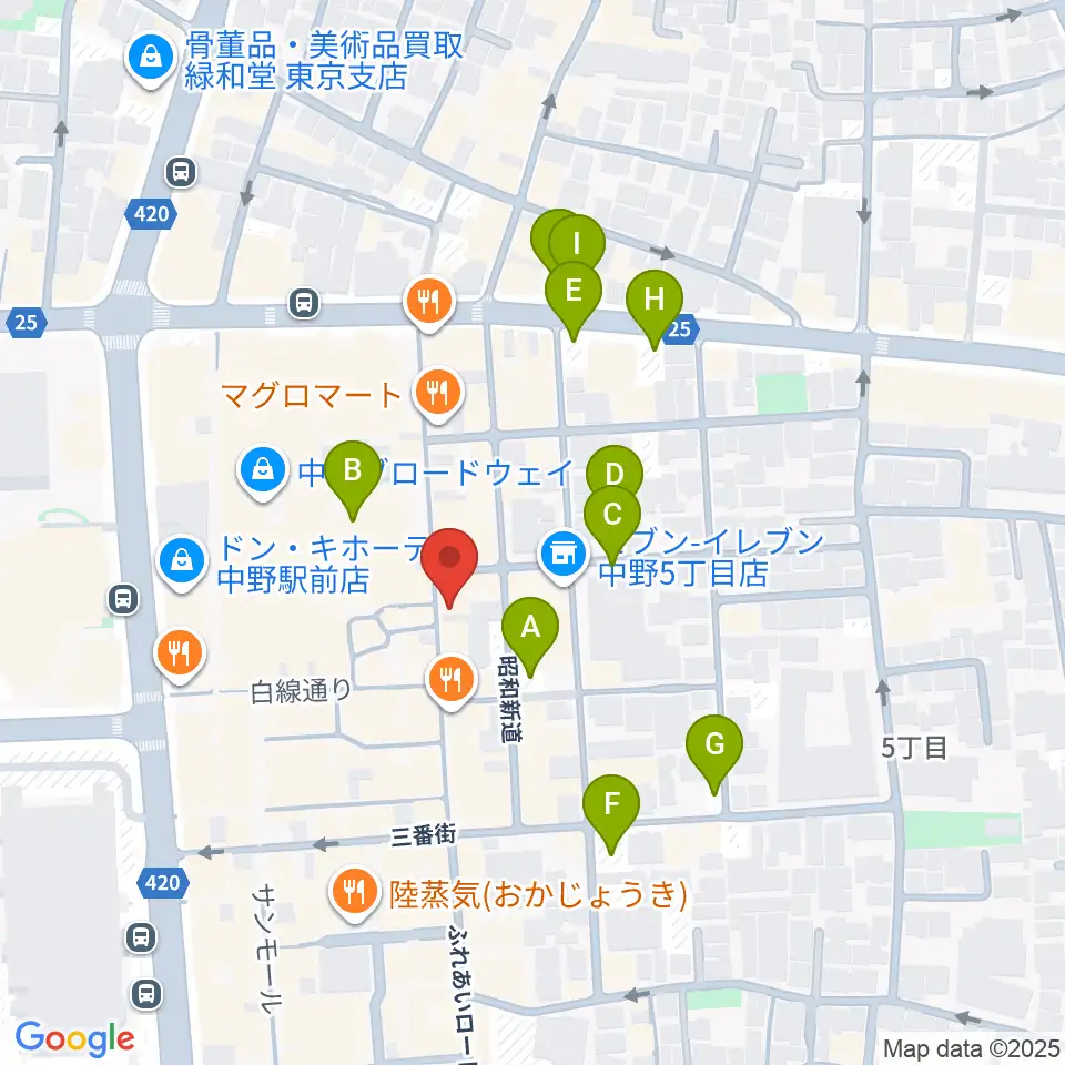 中野JET BAR周辺の駐車場・コインパーキング一覧地図