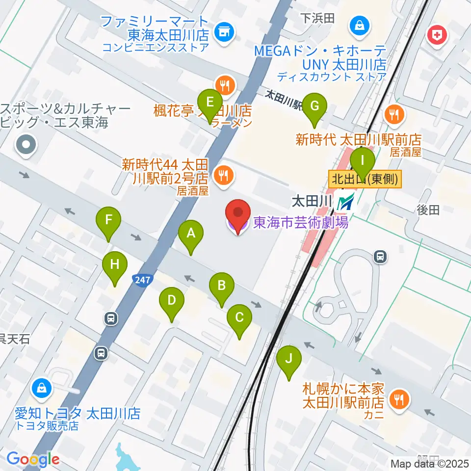 東海市芸術劇場周辺の駐車場・コインパーキング一覧地図