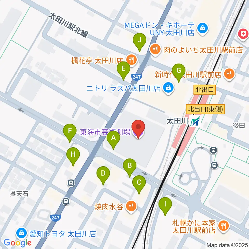 東海市芸術劇場周辺の駐車場・コインパーキング一覧地図