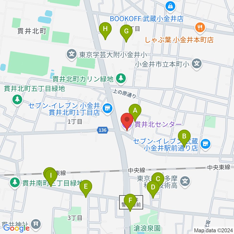 きたまちセンター周辺の駐車場・コインパーキング一覧地図