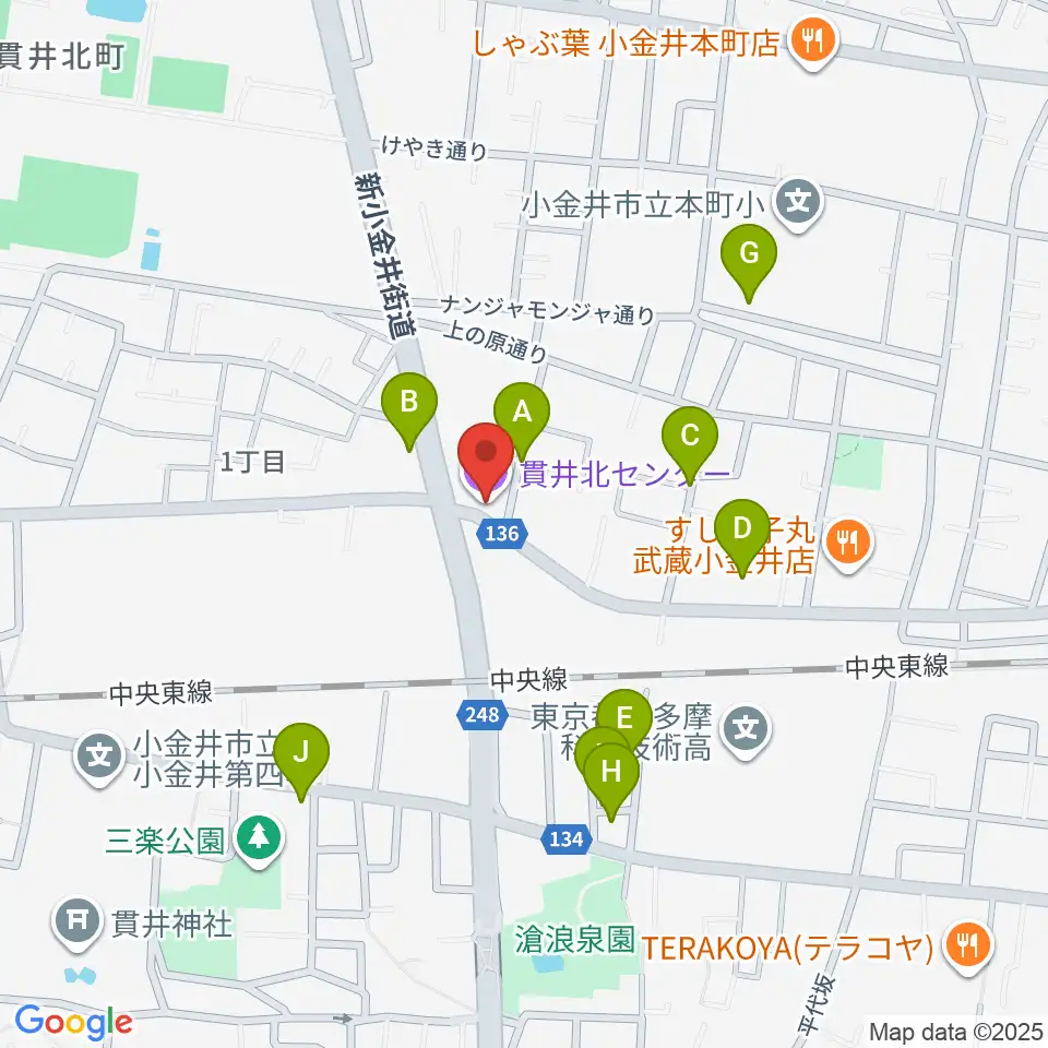 貫井北センター周辺の駐車場・コインパーキング一覧地図
