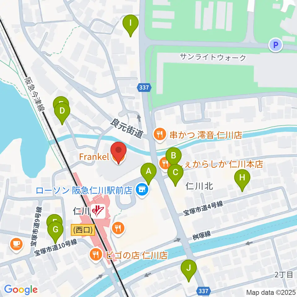 さらら仁川 宝塚市公益施設周辺の駐車場・コインパーキング一覧地図