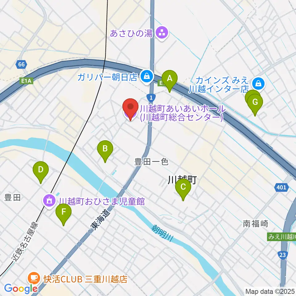 川越町あいあいホール周辺の駐車場・コインパーキング一覧地図
