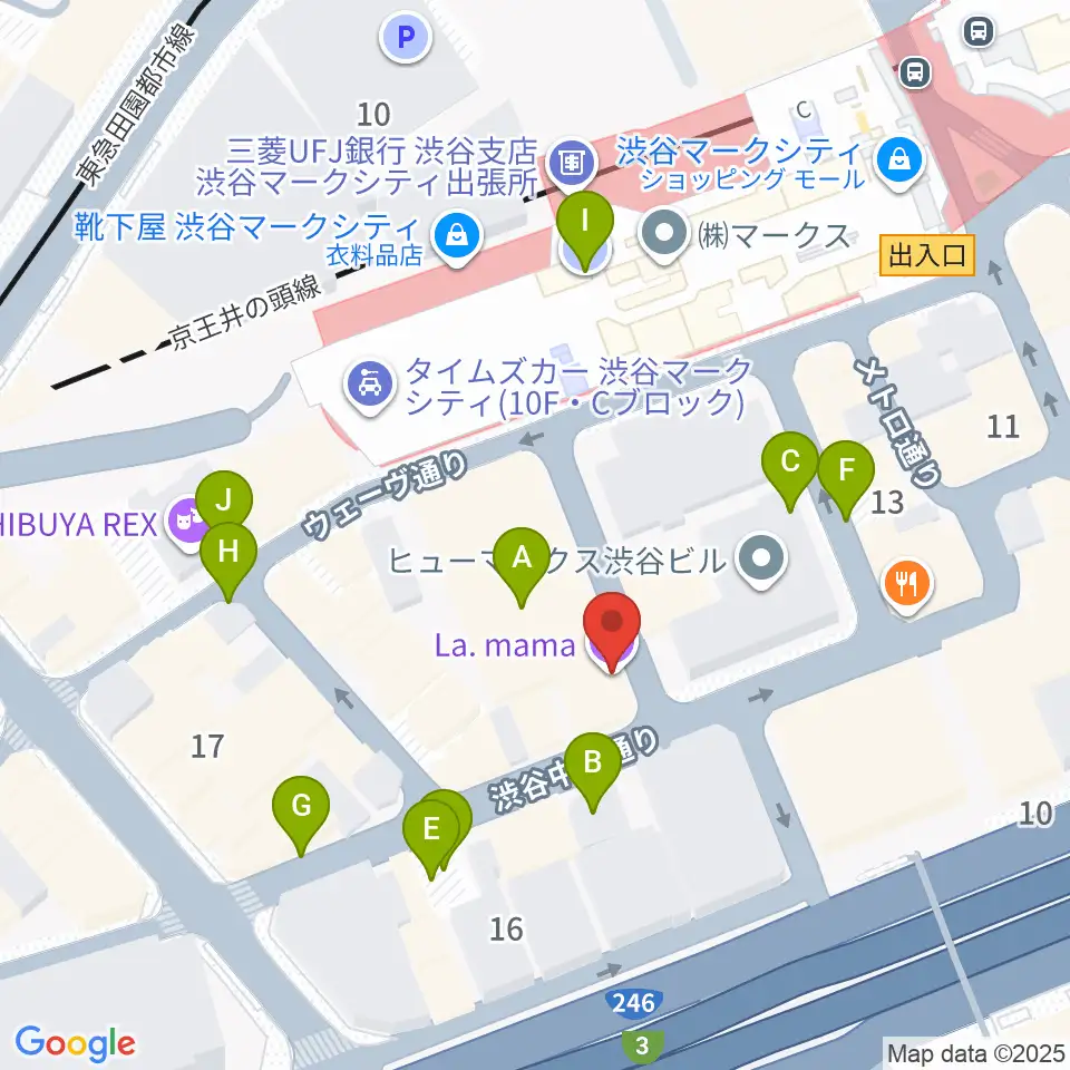 渋谷La.mama周辺の駐車場・コインパーキング一覧地図