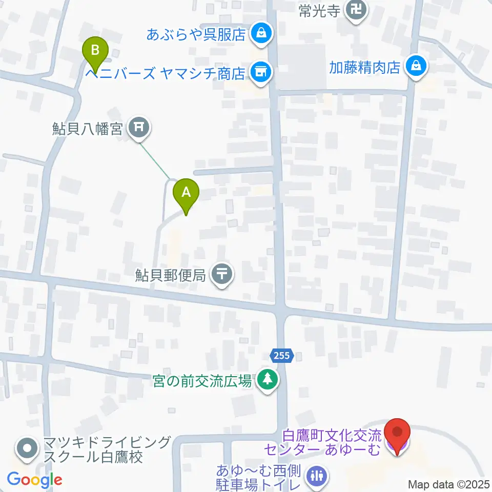 白鷹町文化交流センターあゆーむ周辺の駐車場・コインパーキング一覧地図