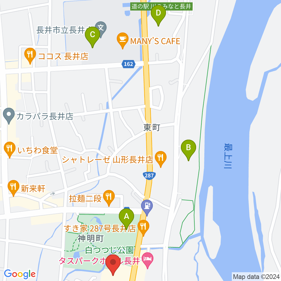 長井市民文化会館周辺の駐車場・コインパーキング一覧地図