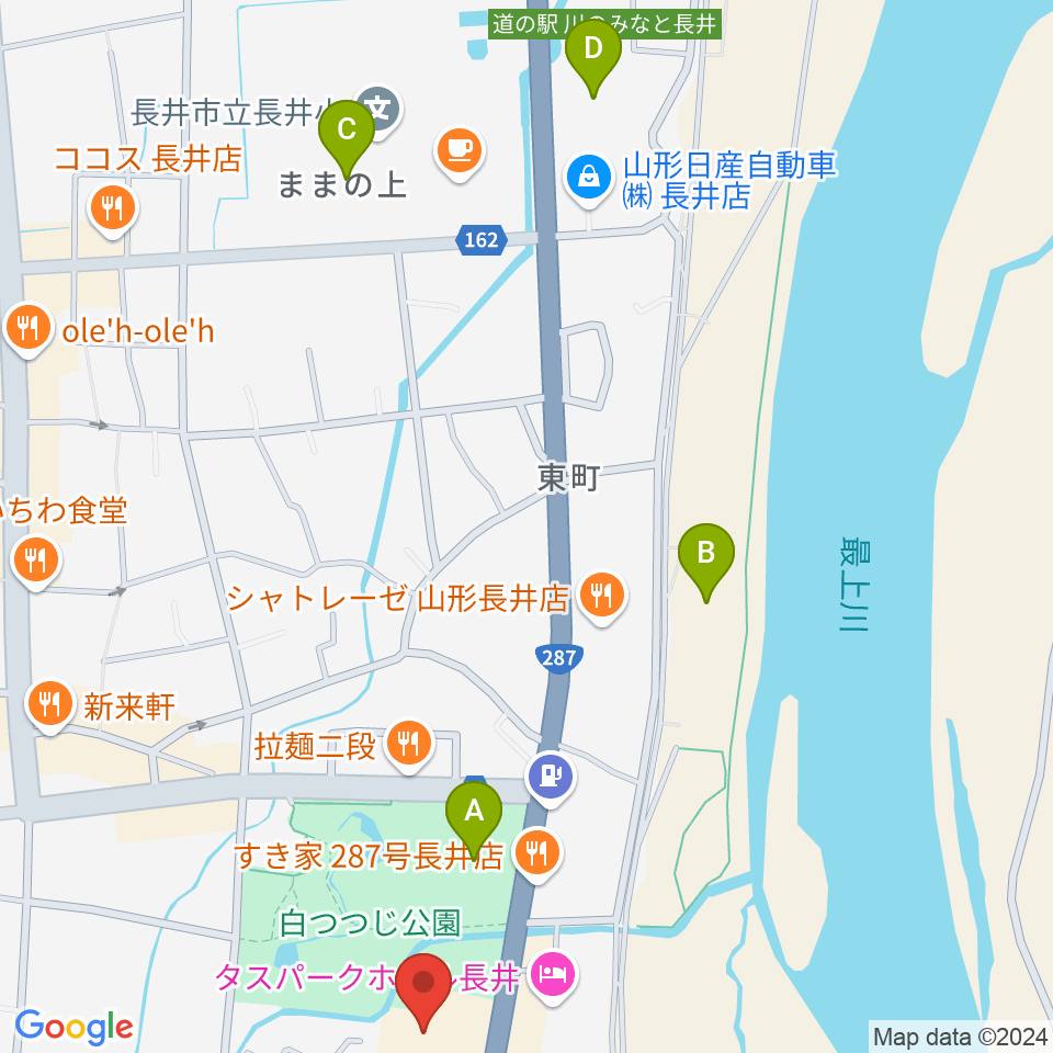 長井市民文化会館周辺の駐車場・コインパーキング一覧地図