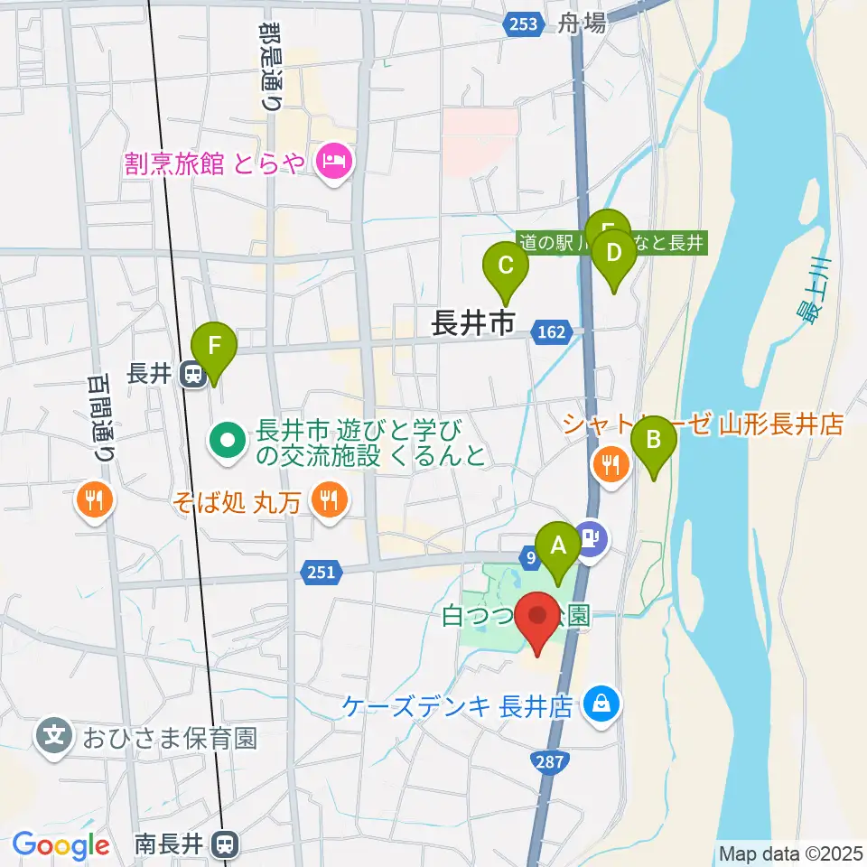 長井市民文化会館周辺の駐車場・コインパーキング一覧地図