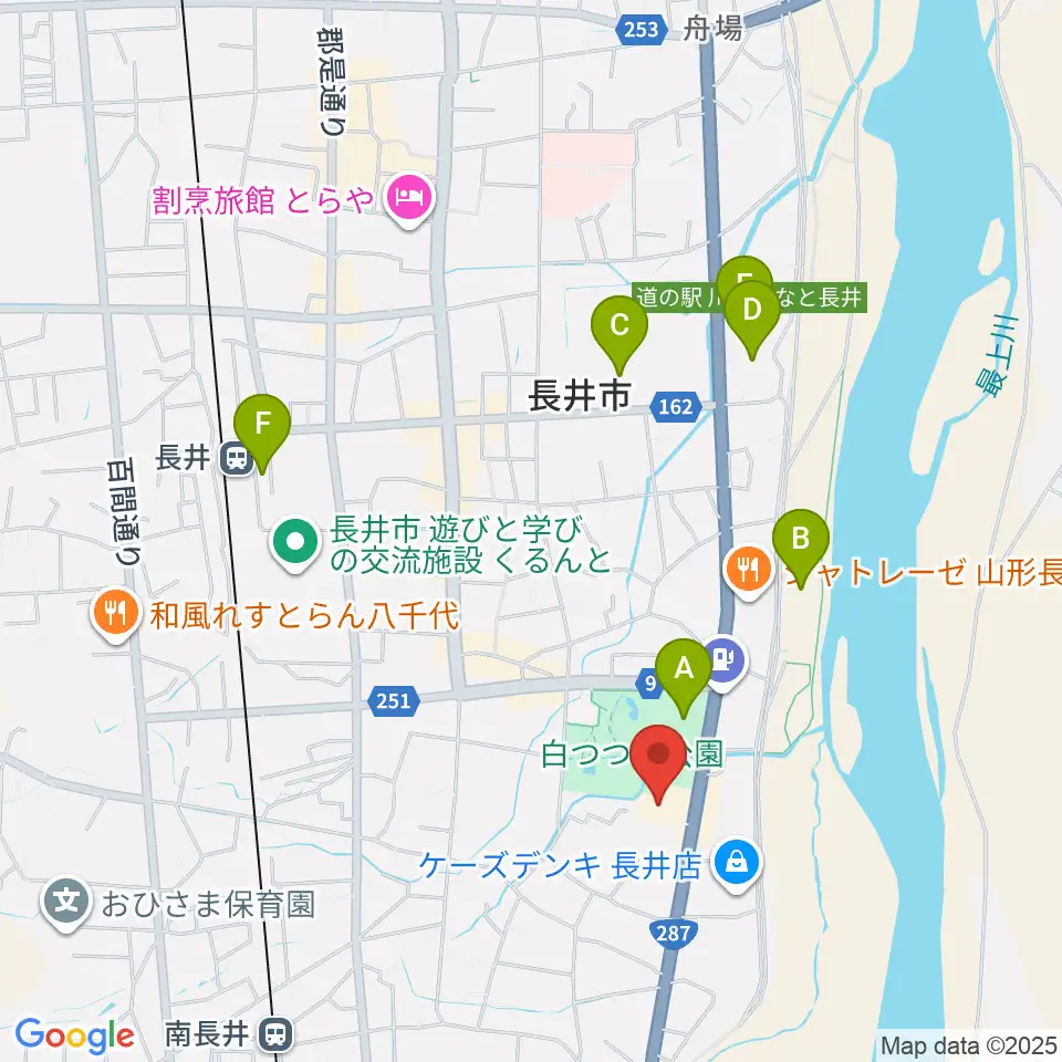 長井市民文化会館周辺の駐車場・コインパーキング一覧地図