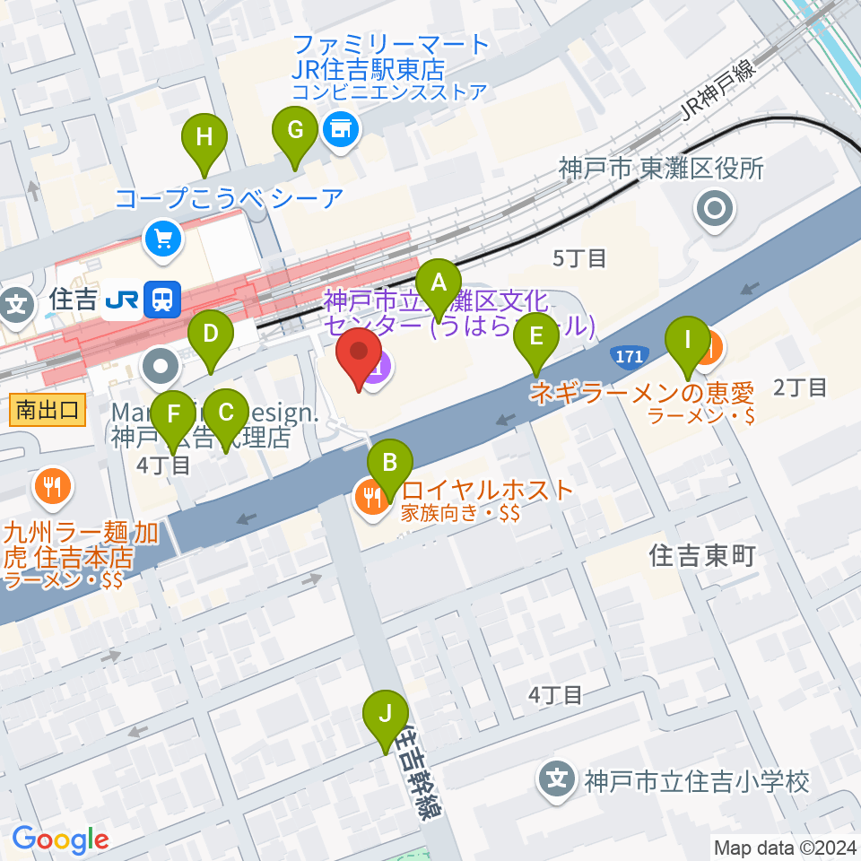 東灘区文化センター うはらホール周辺の駐車場・コインパーキング一覧地図