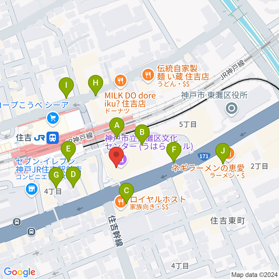 東灘区文化センター うはらホール周辺の駐車場・コインパーキング一覧地図