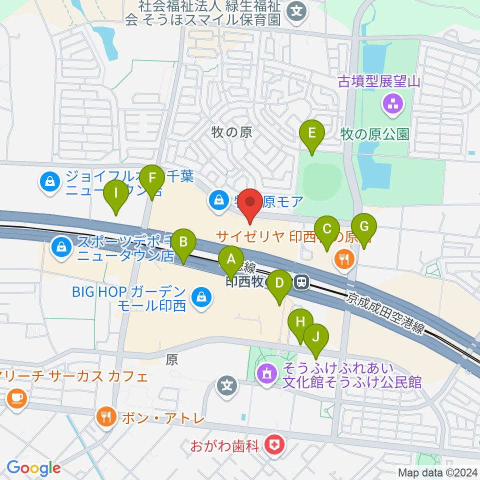 伊藤楽器 ユニスタイル牧の原モアセンター周辺の駐車場・コインパーキング一覧地図