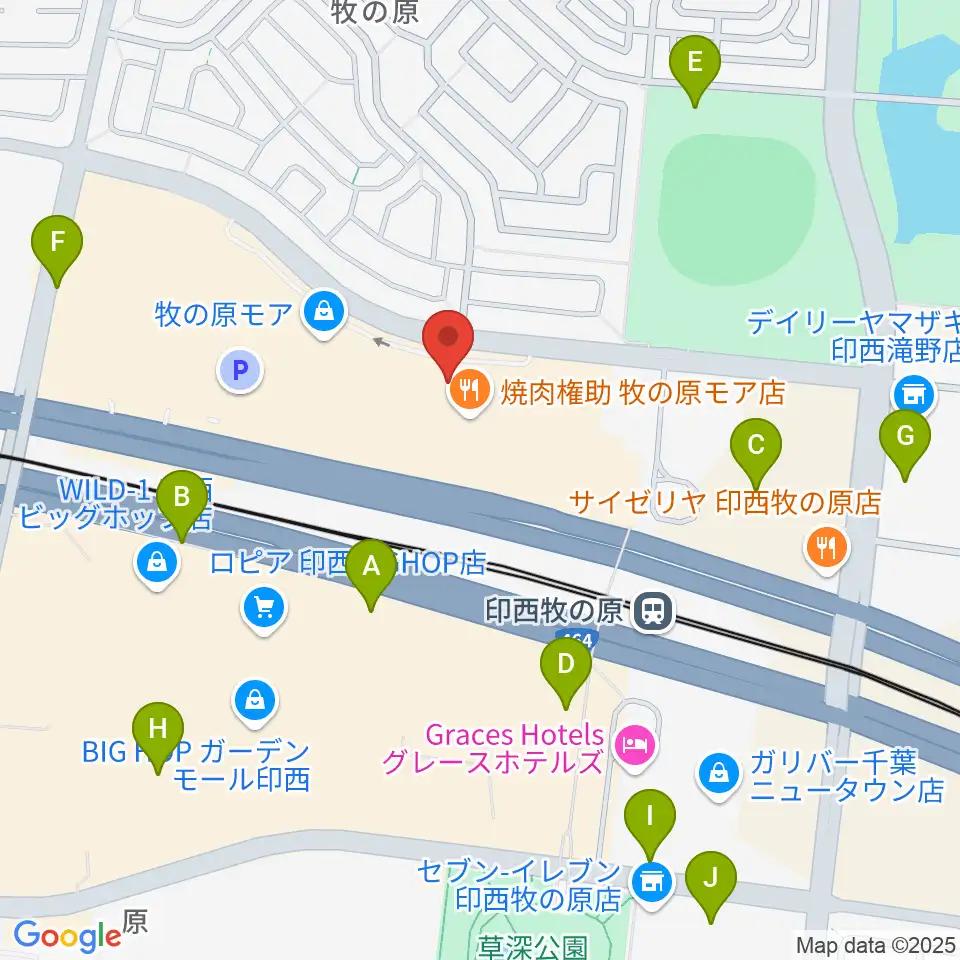 伊藤楽器 ユニスタイル牧の原モアセンター周辺の駐車場・コインパーキング一覧地図