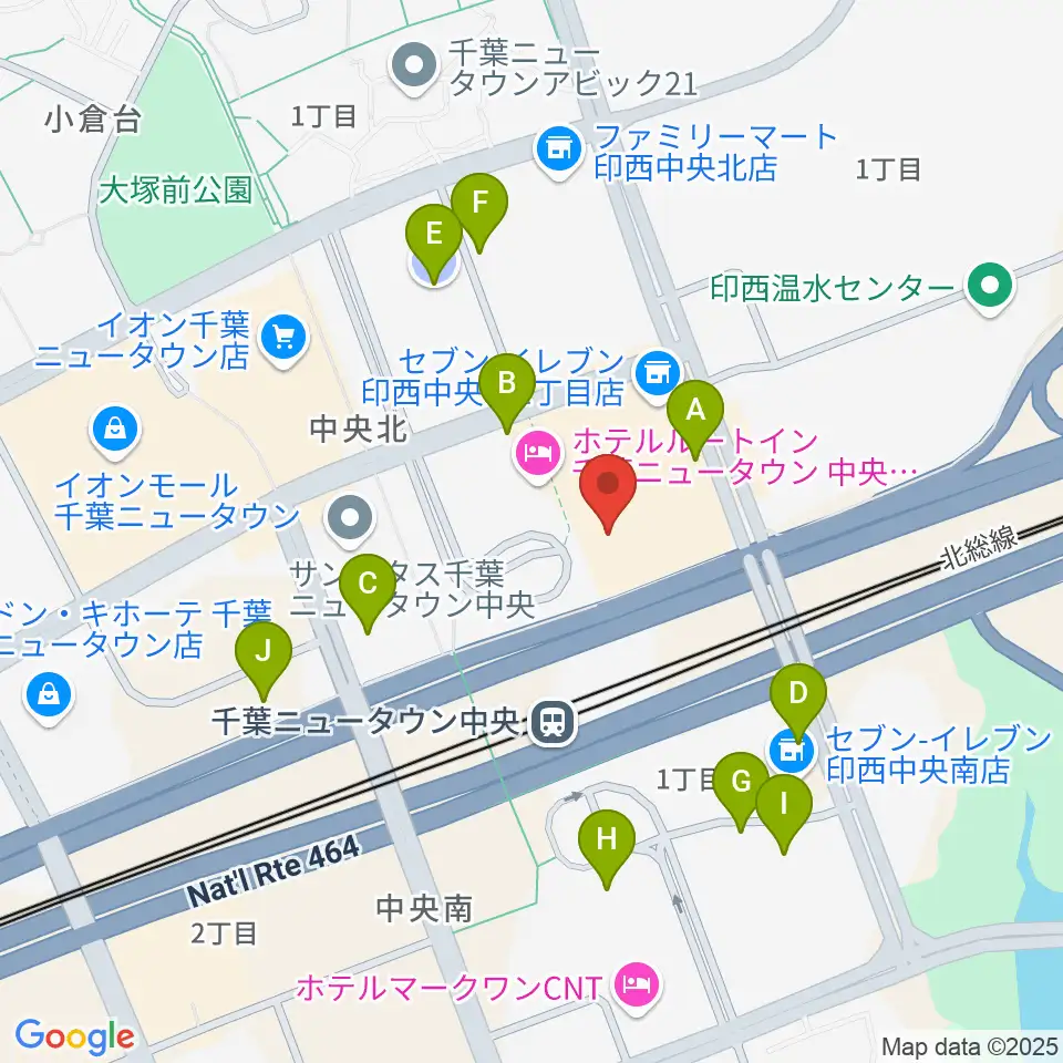 伊藤楽器 千葉ニュータウン中央センター周辺の駐車場・コインパーキング一覧地図