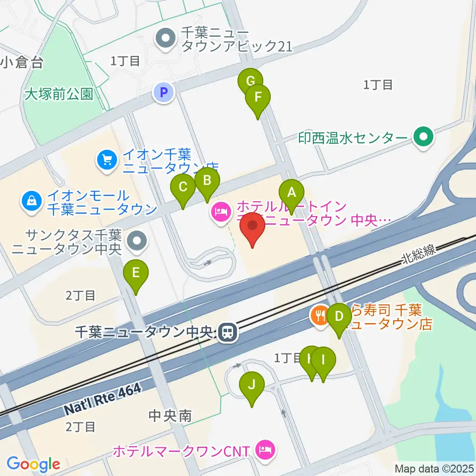 伊藤楽器 千葉ニュータウン中央センター周辺の駐車場・コインパーキング一覧地図