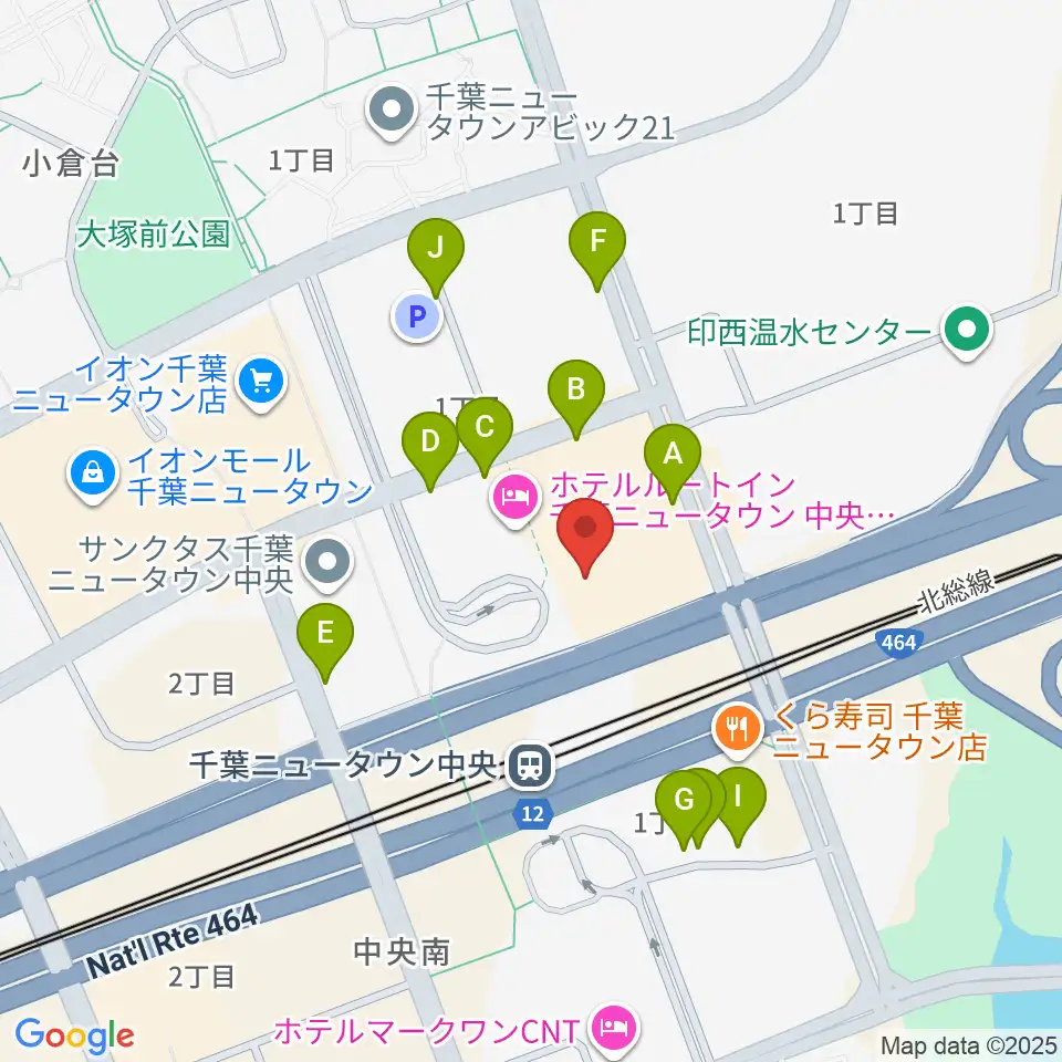 伊藤楽器 千葉ニュータウン中央センター周辺の駐車場・コインパーキング一覧地図