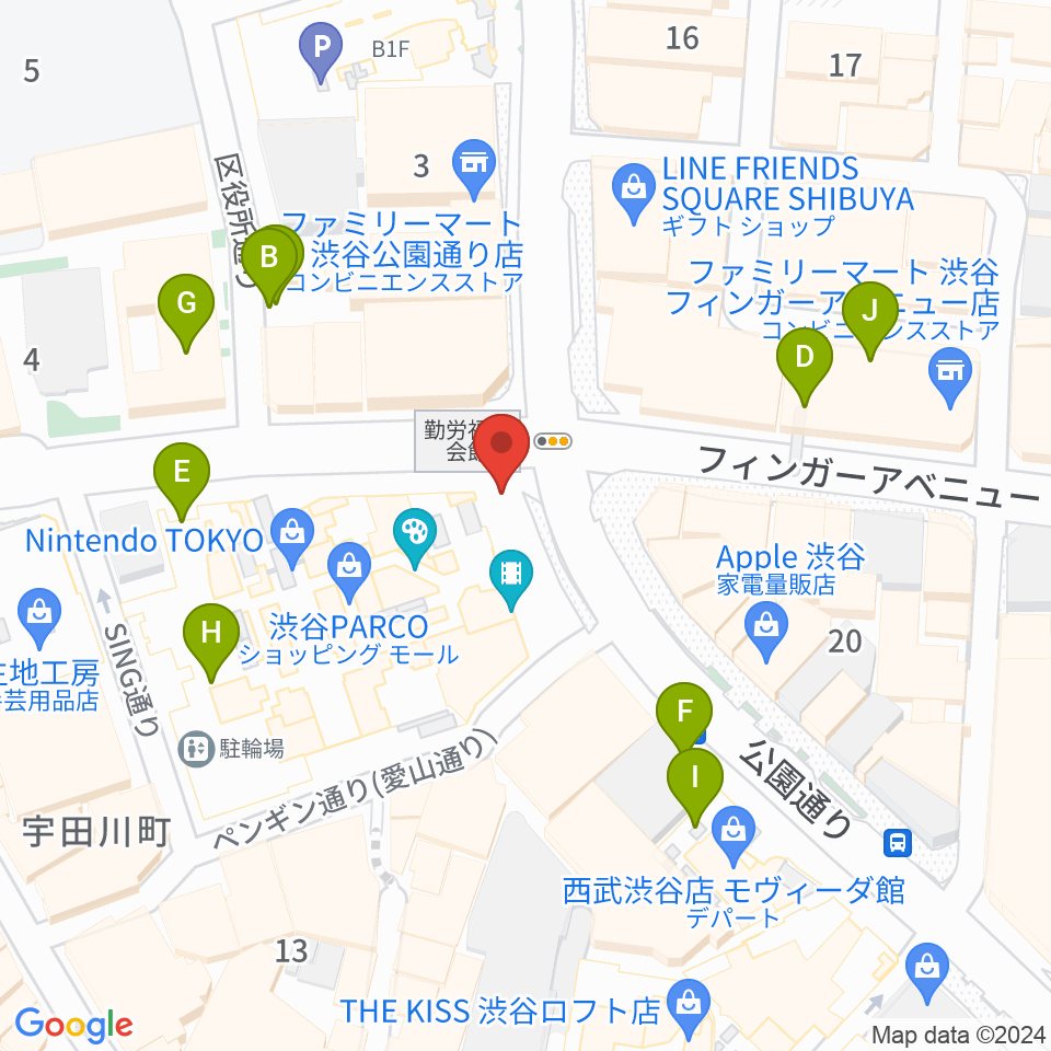 渋谷クアトロラボ周辺の駐車場・コインパーキング一覧地図