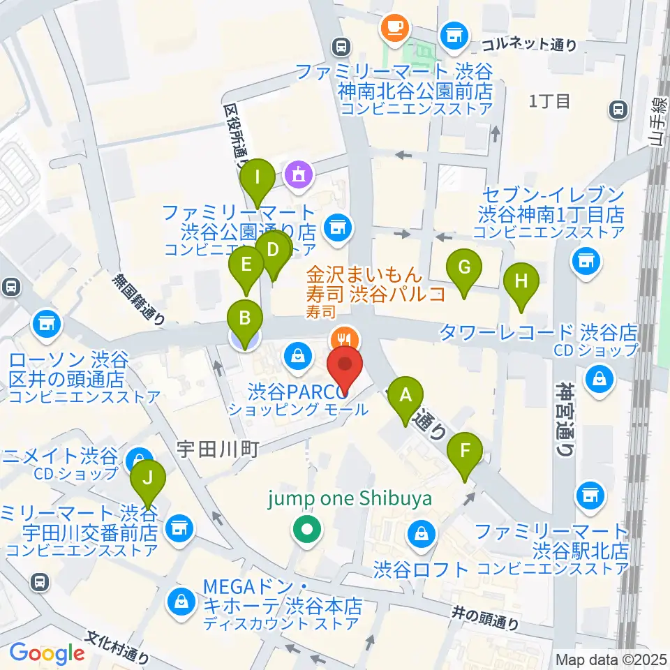 渋谷クアトロラボ周辺の駐車場・コインパーキング一覧地図