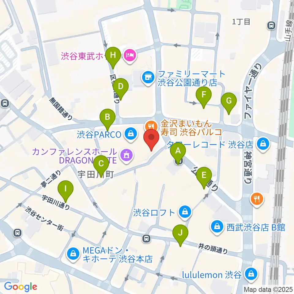 渋谷クアトロラボ周辺の駐車場・コインパーキング一覧地図
