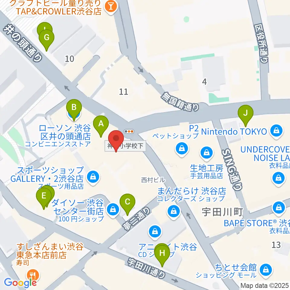 HMV record shop 渋谷周辺の駐車場・コインパーキング一覧地図