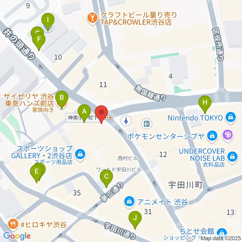 HMV record shop 渋谷周辺の駐車場・コインパーキング一覧地図