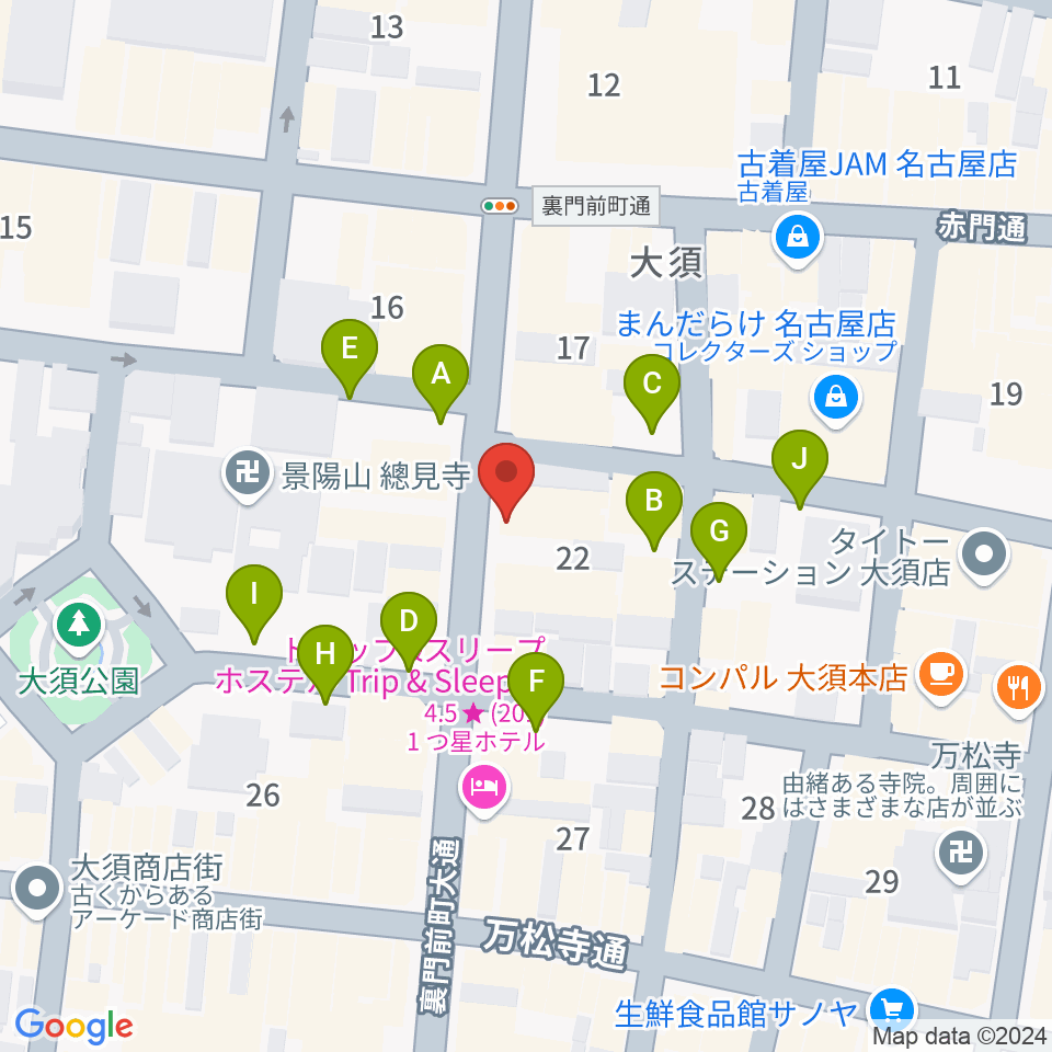 バナナレコード大須店周辺の駐車場・コインパーキング一覧地図