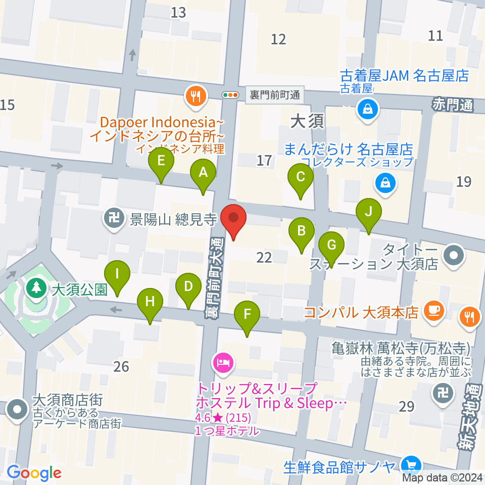 バナナレコード大須店周辺の駐車場・コインパーキング一覧地図